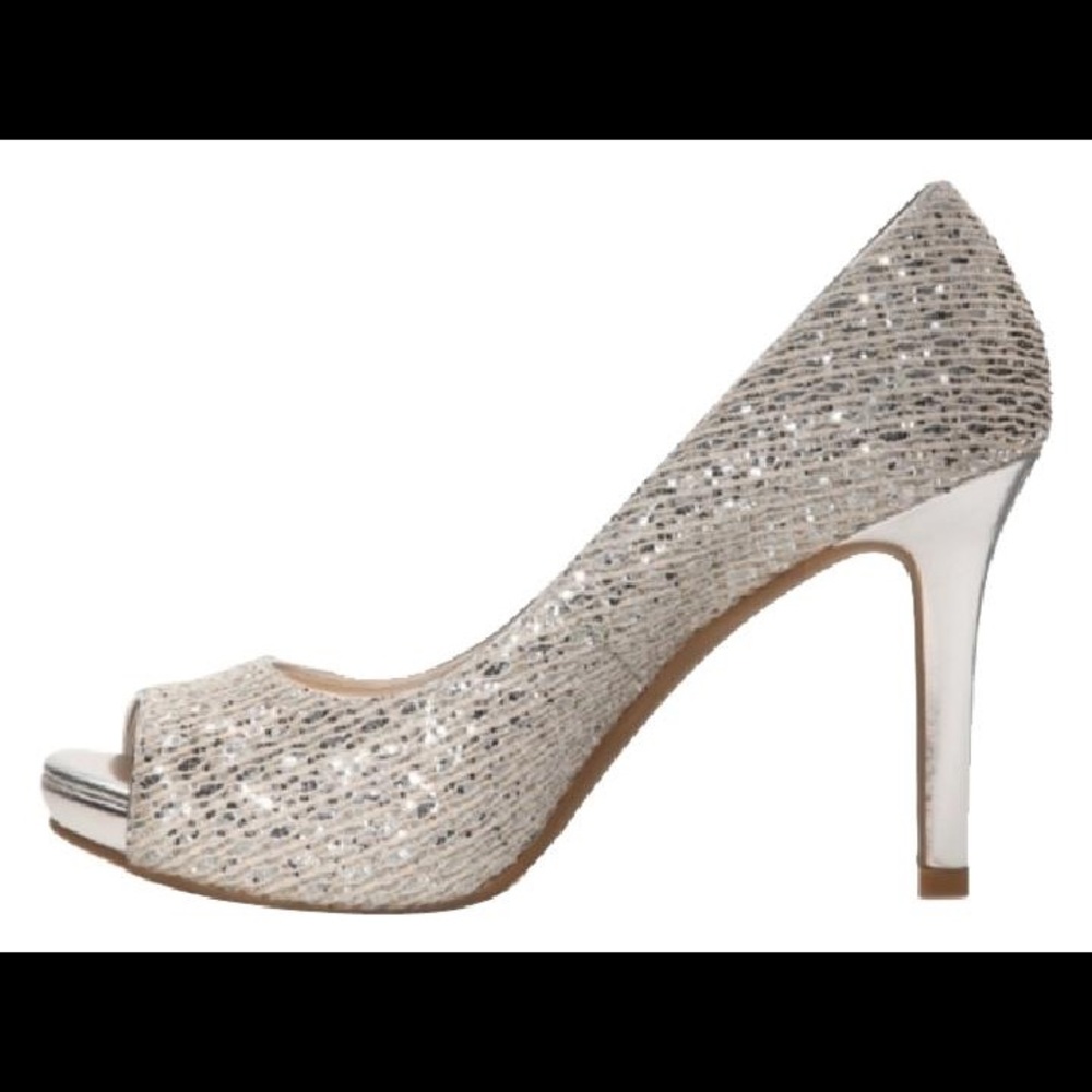 Audrey Brooke Silver Sparkle Pumps